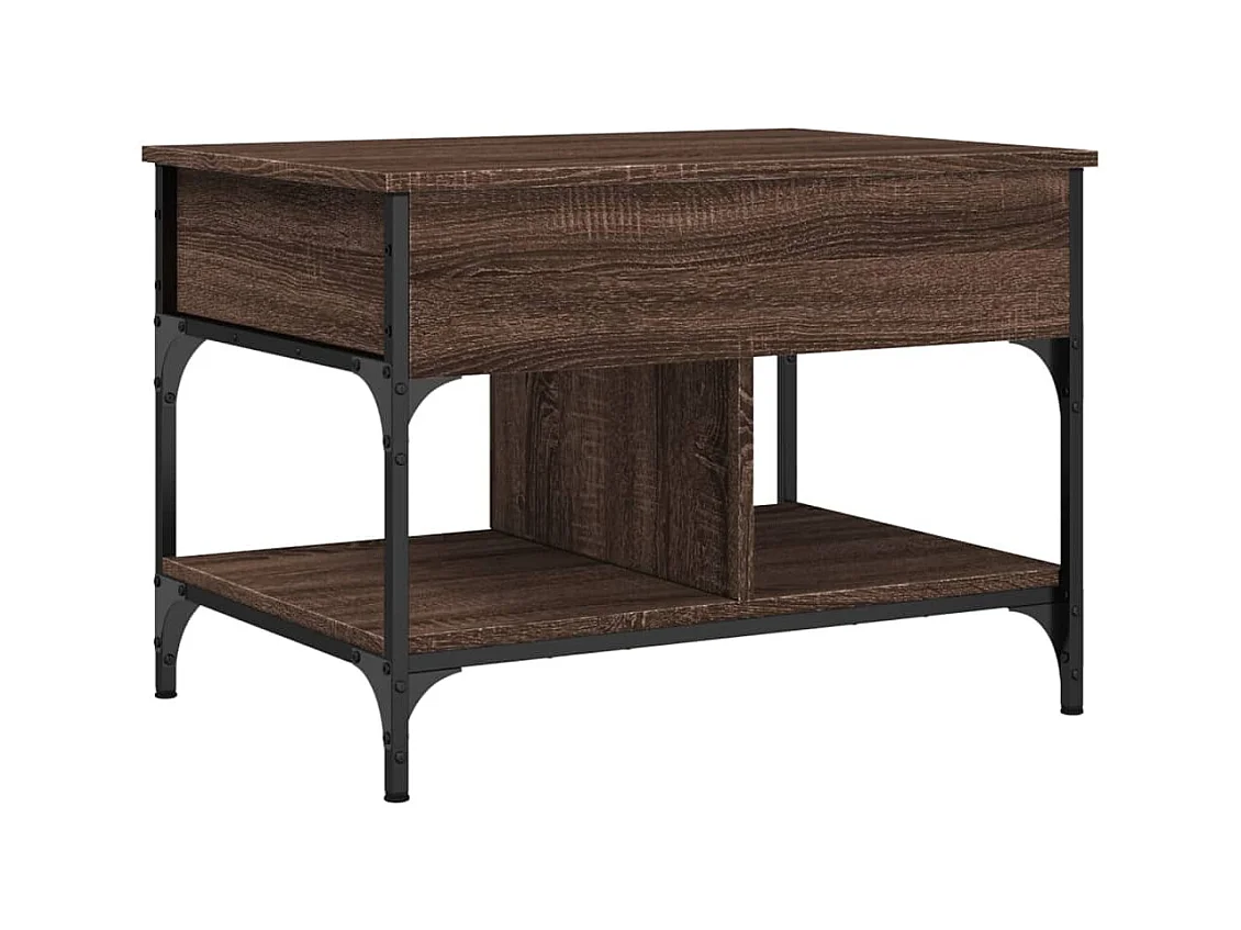 Table basse chêne marron 70x50x50 bois d'ingénierie et métal