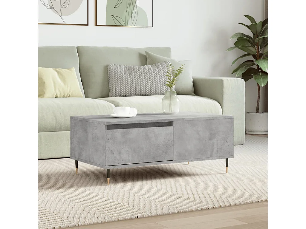 Table basse Gris béton 90x50x36,5 Bois d'ingénierie