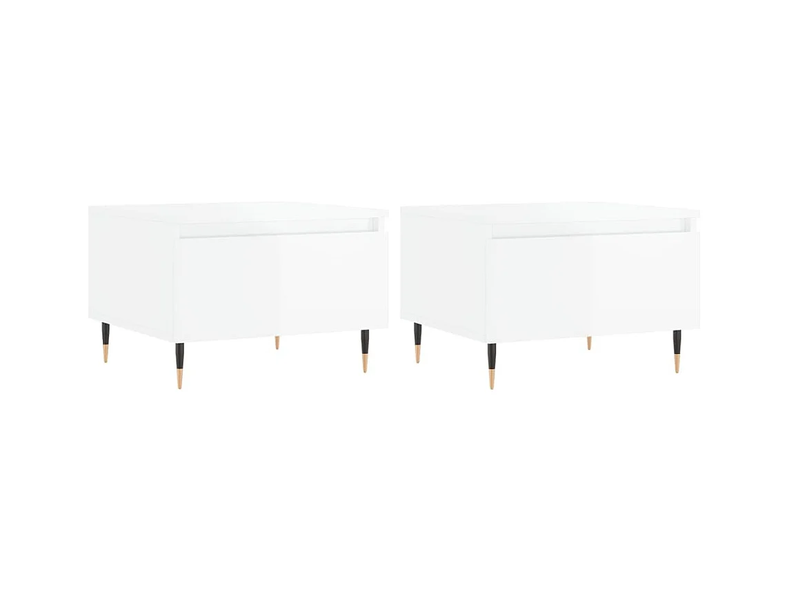 Tables basses 2 pcs blanc brillant 50x46x35 bois d'ingénierie