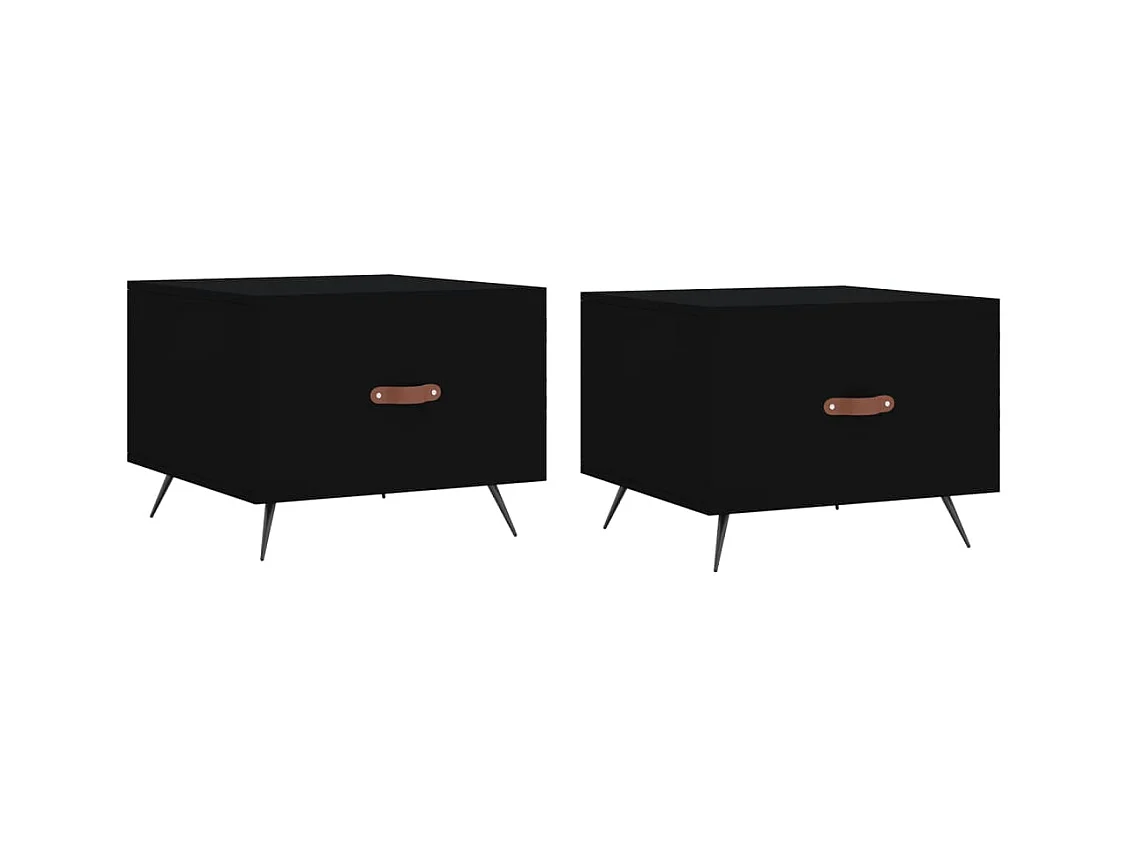 Tables basses 2 pcs noir 50x50x40 bois d'ingénierie