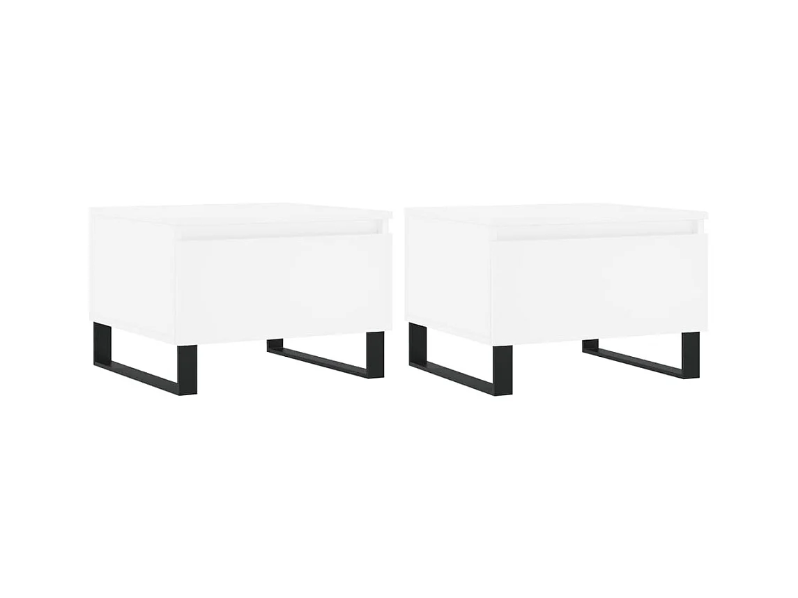 Tables basses 2 pcs blanc 50x46x35 bois d'ingénierie