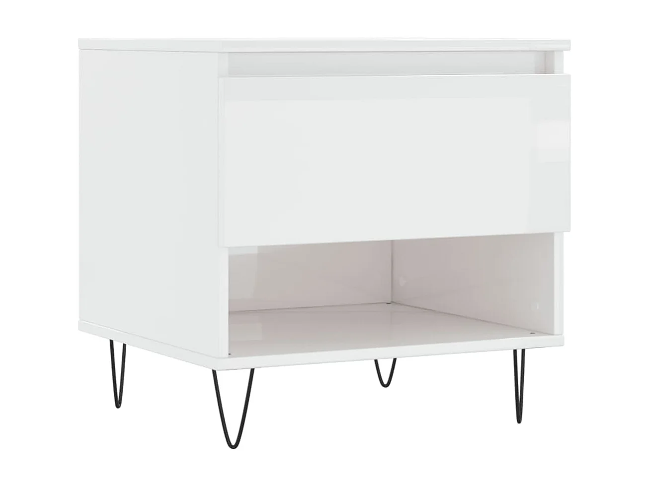 Table basse blanc brillant 50x46x50 bois d'ingénierie