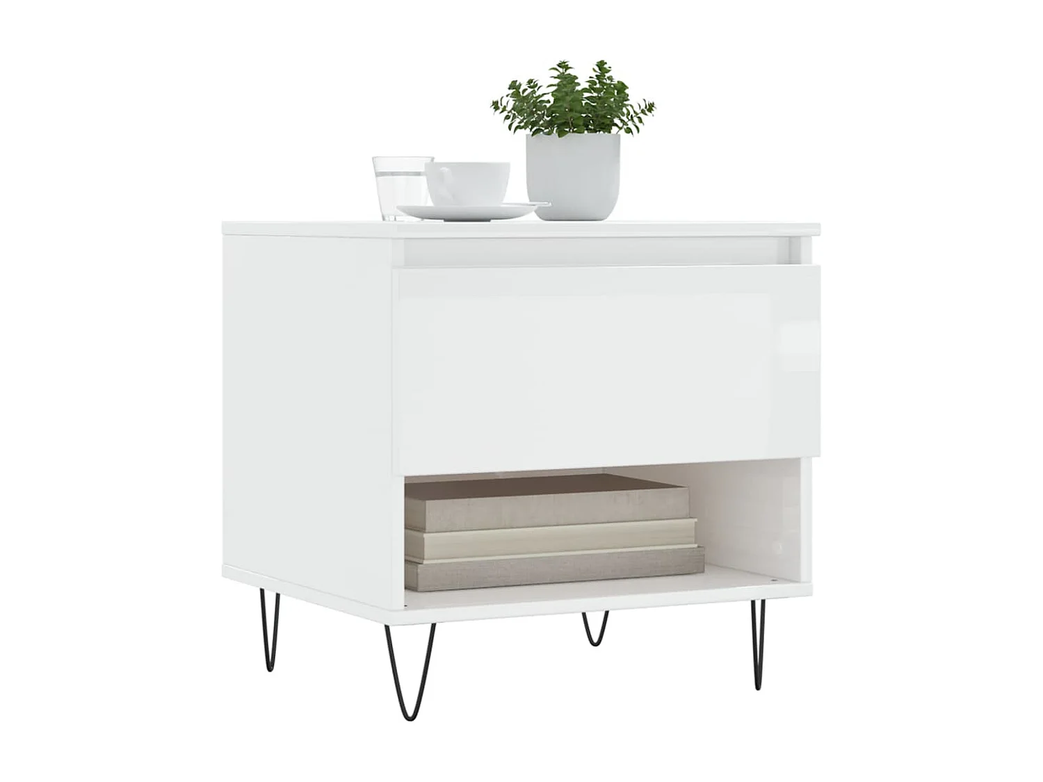 Table basse blanc brillant 50x46x50 bois d'ingénierie