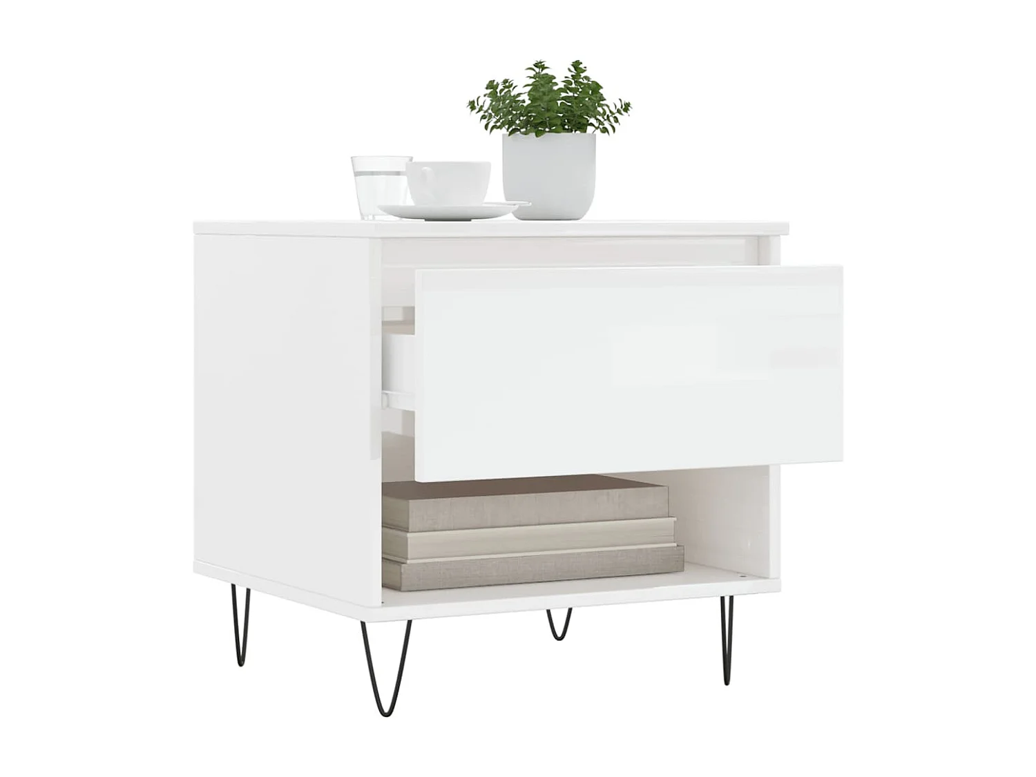 Table basse blanc brillant 50x46x50 bois d'ingénierie