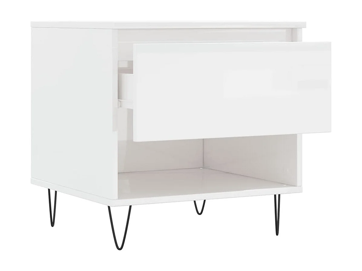 Table basse blanc brillant 50x46x50 bois d'ingénierie