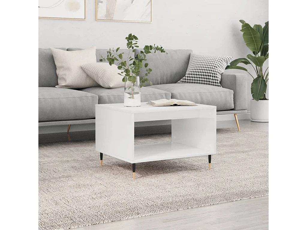 Table basse blanc 60x50x40 bois d'ingénierie