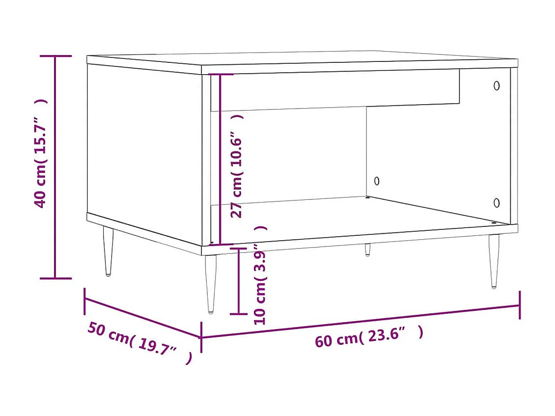 Table basse blanc 60x50x40 bois d'ingénierie
