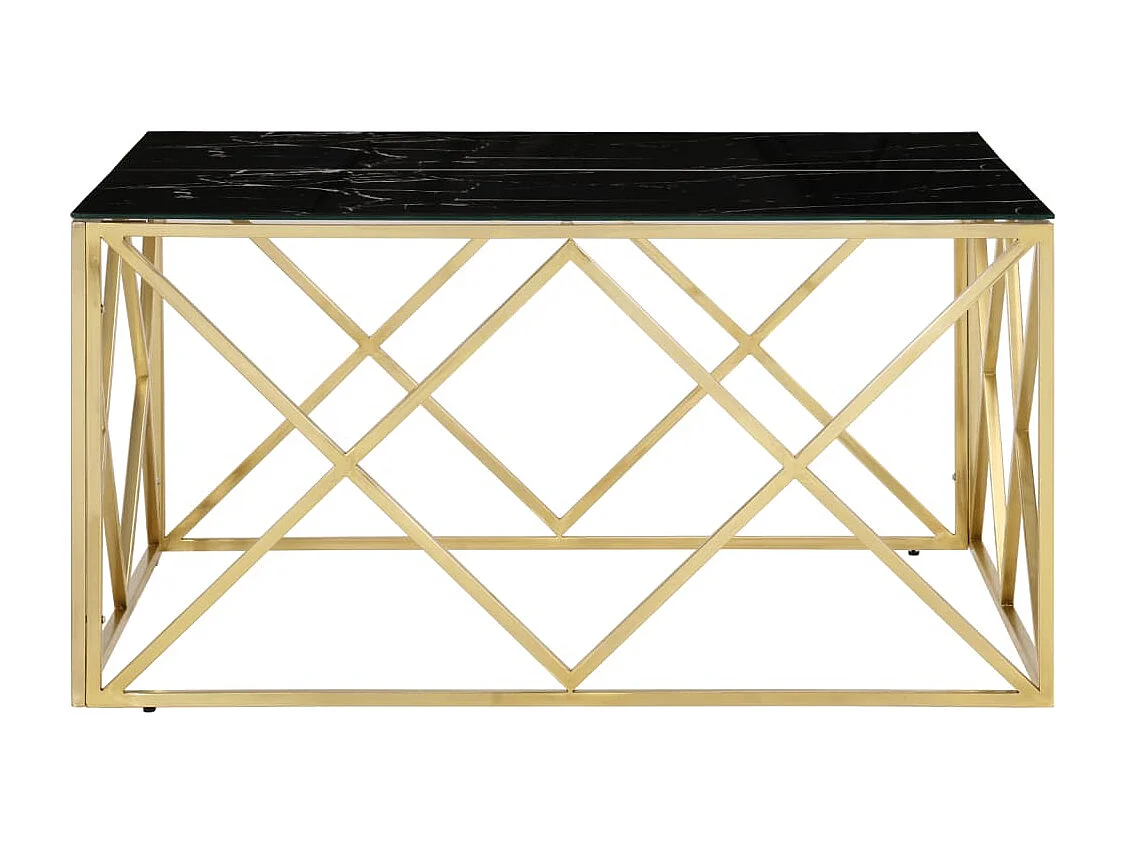 Table basse doré acier inoxydable et verre trempé