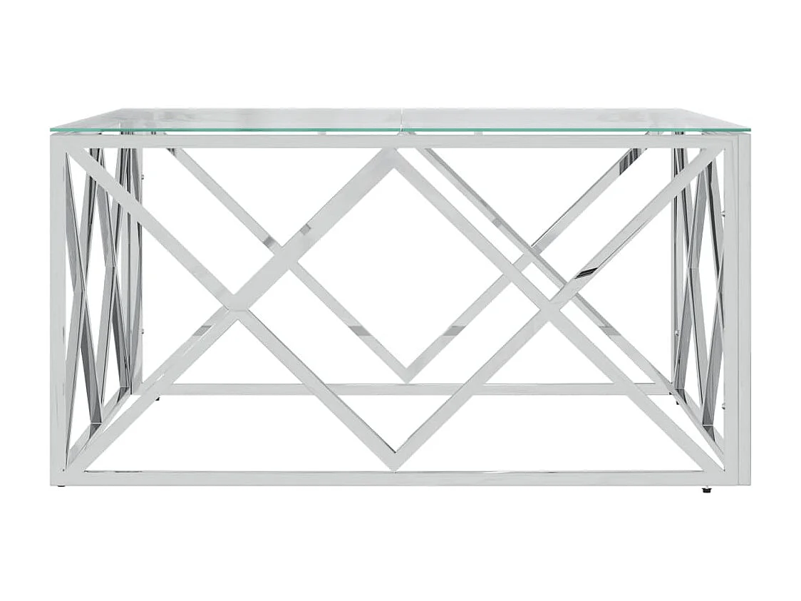Table basse 80x80x40 acier inoxydable et verre