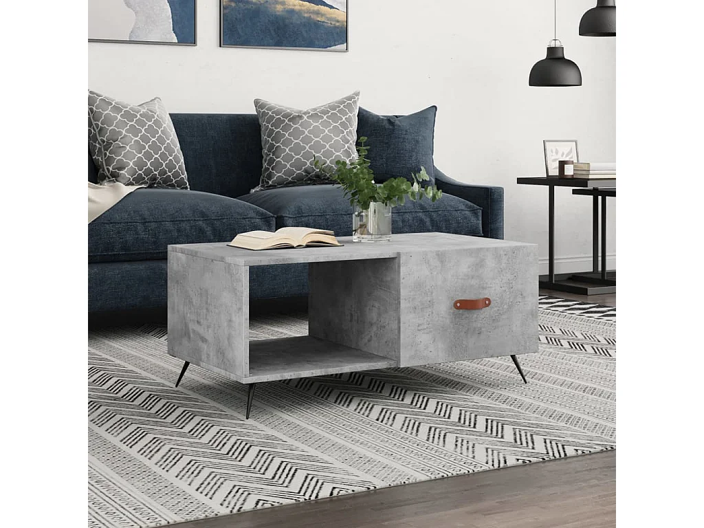 Table basse gris béton 90x50x40 bois d'ingénierie