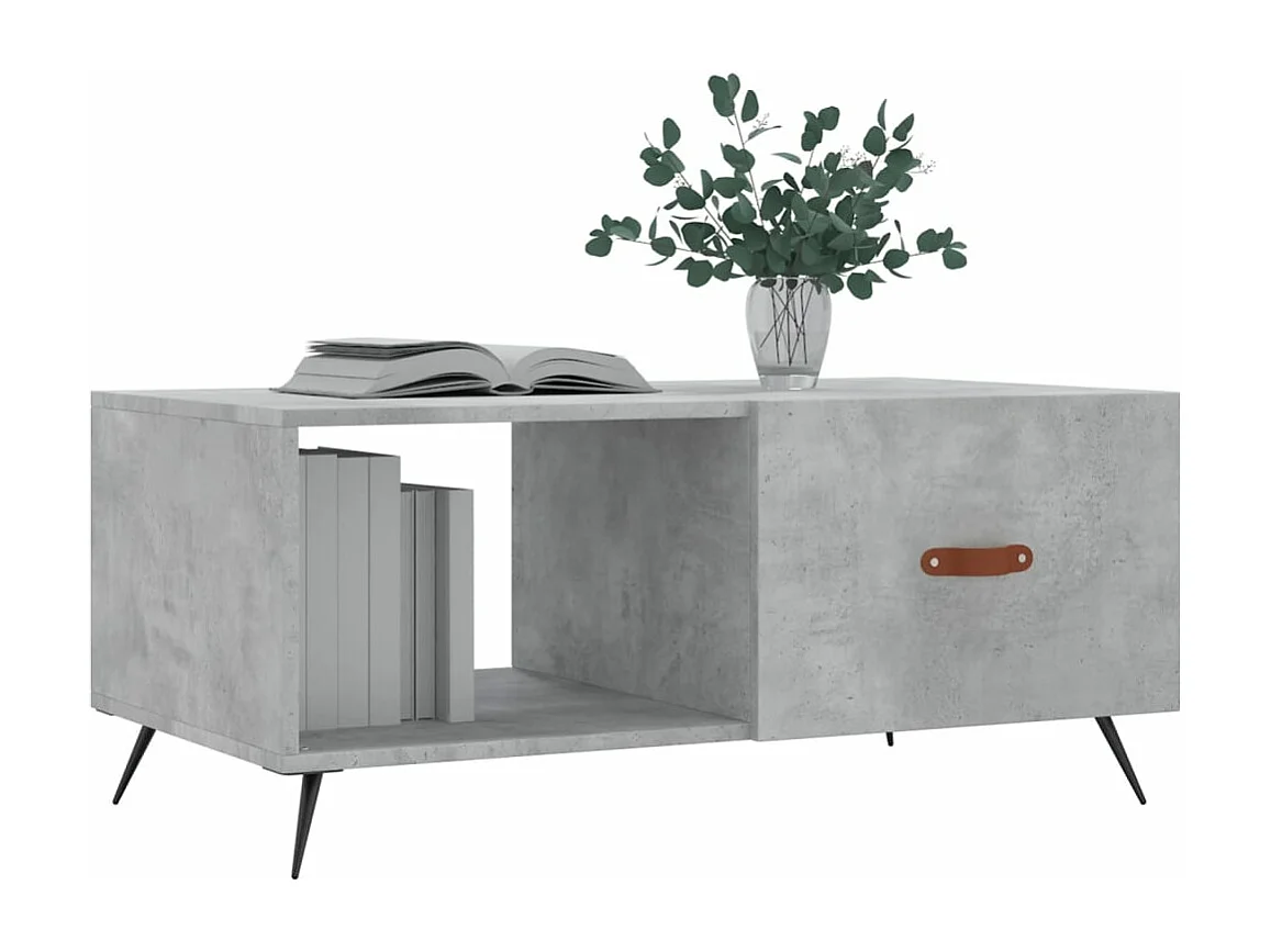 Table basse gris béton 90x50x40 bois d'ingénierie