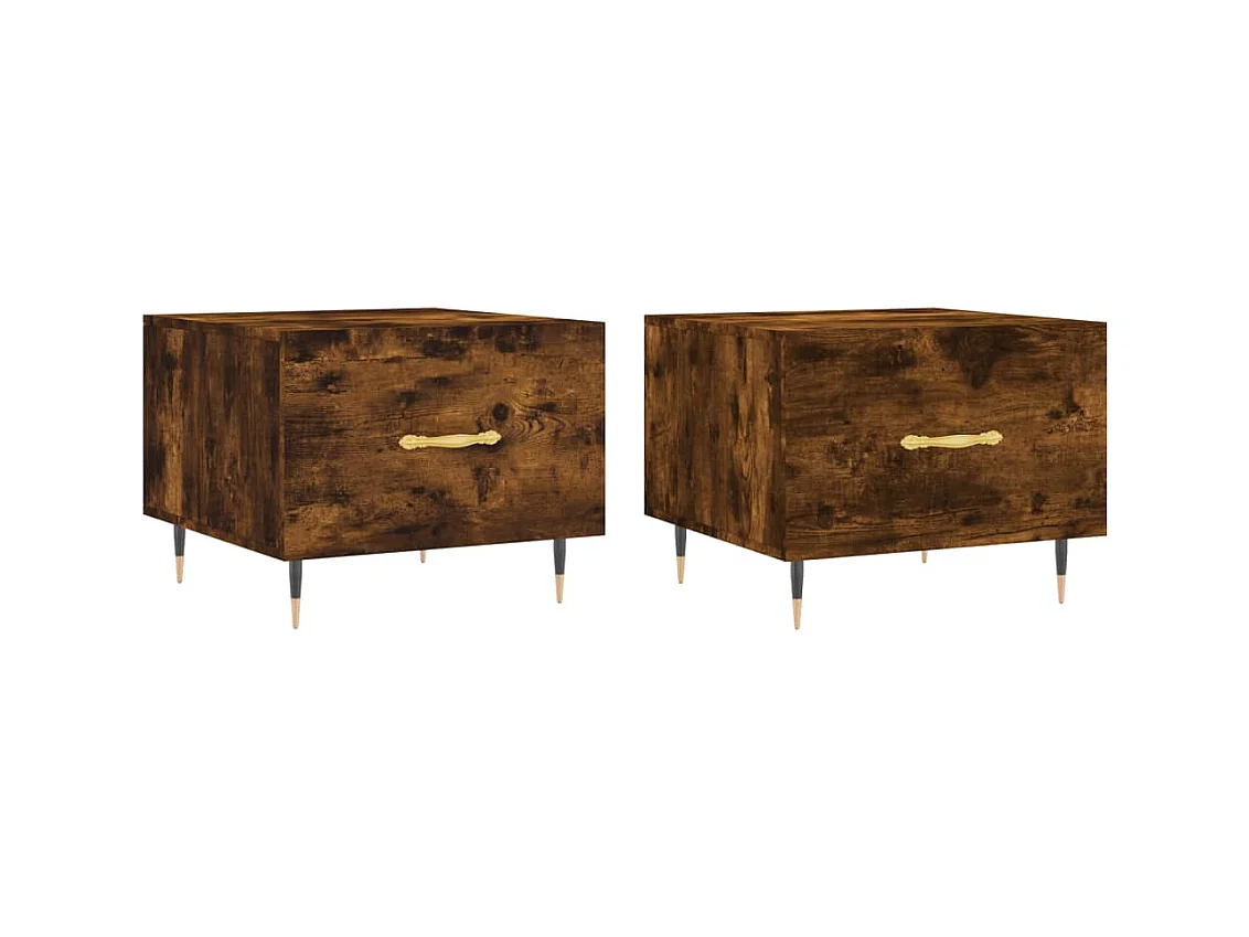 Tables basses 2 pcs chêne fumé 50x50x40 bois d'ingénierie