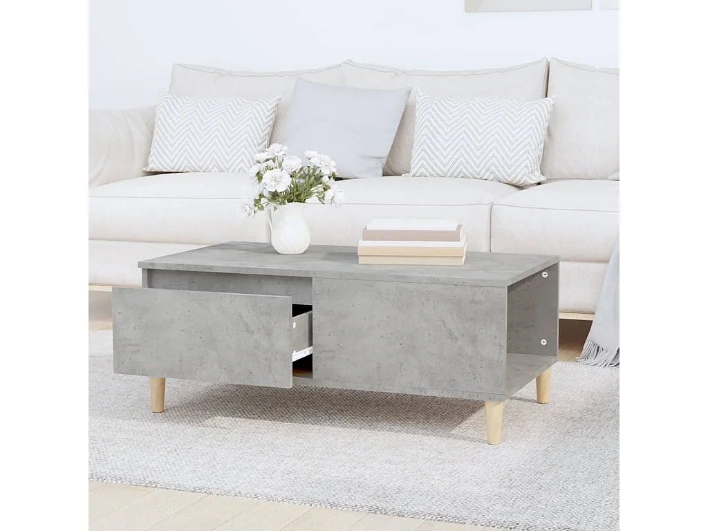 Table basse Gris béton 90x50x36,5 Bois d'ingénierie