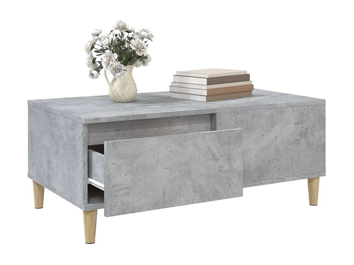 Table basse Gris béton 90x50x36,5 Bois d'ingénierie