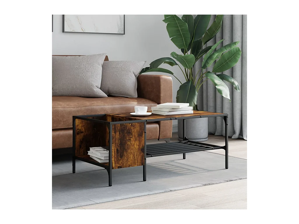 Table basse avec support chêne fumé 100x51x40 bois ingénierie