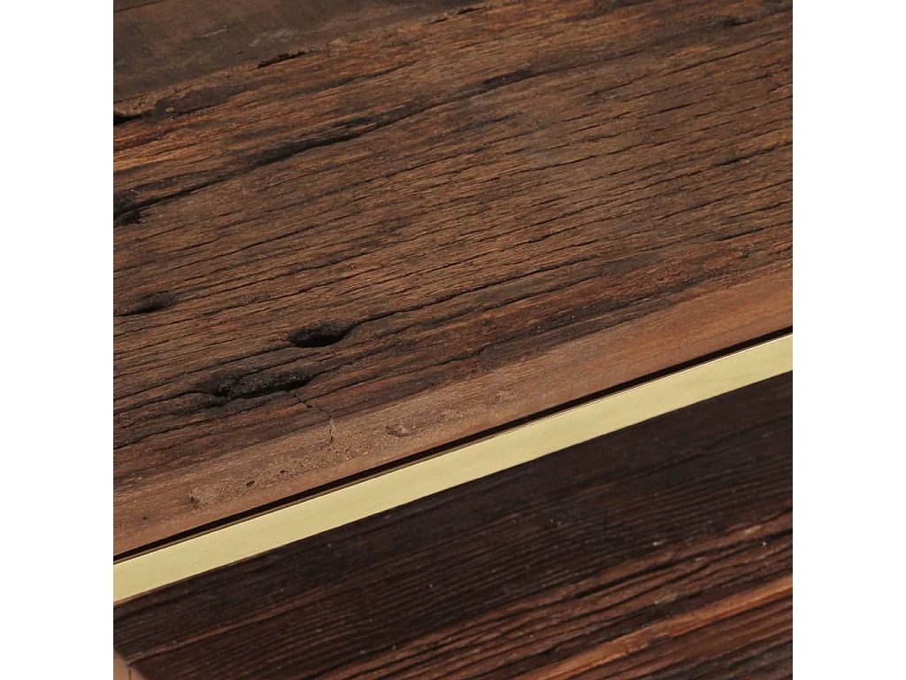 Table basse doré acier inoxydable et bois de mélèze massif