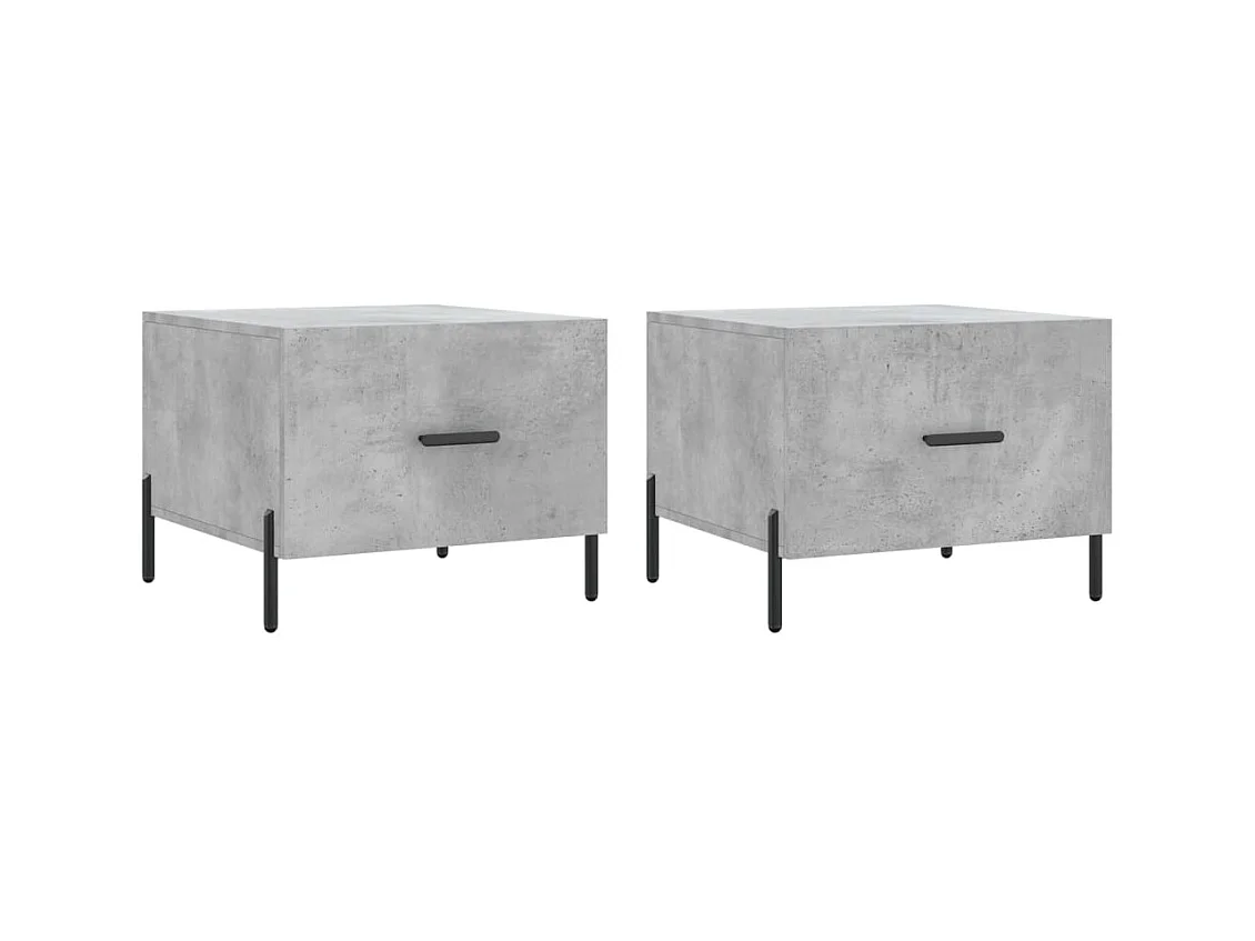 Tables basses 2 pcs gris béton 50x50x40 bois d'ingénierie