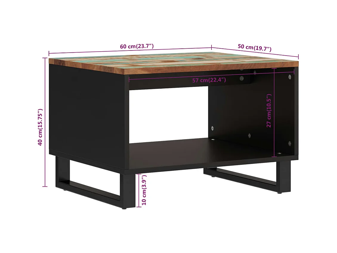 Table basse 60x50x40 bois de récupération massif