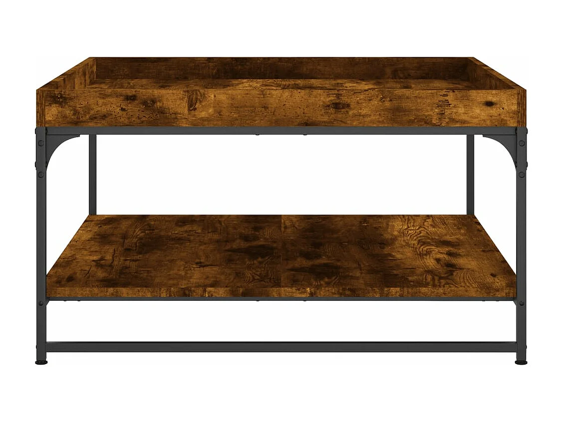 Table basse chêne fumé 80x80x45 bois d'ingénierie et fer