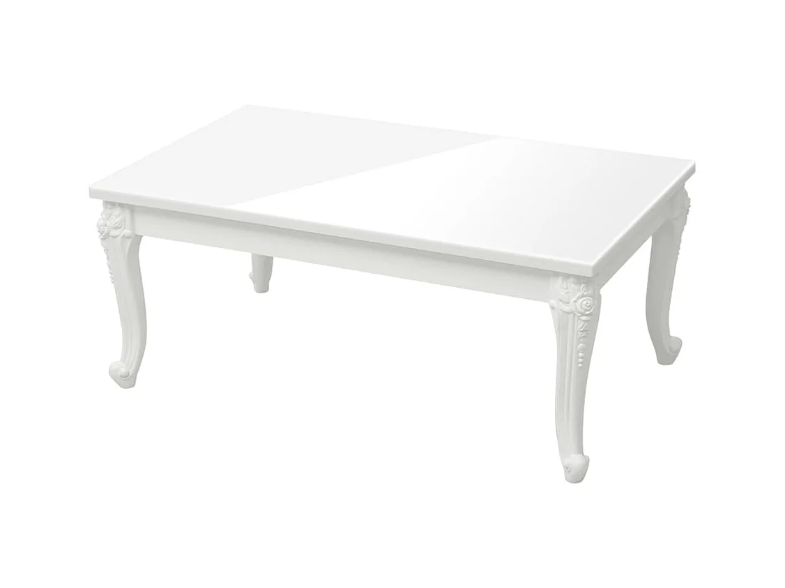 Table basse blanc brillant 100x50x42 bois d'ingénierie