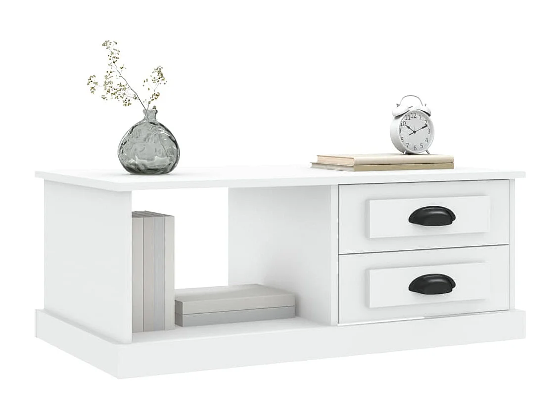 Table basse blanc 90x50x35 bois d'ingénierie