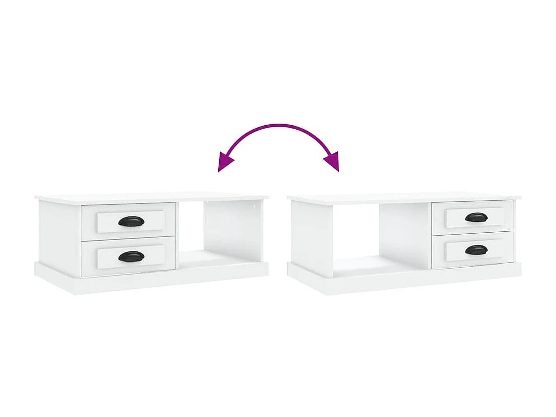 Table basse blanc 90x50x35 bois d'ingénierie