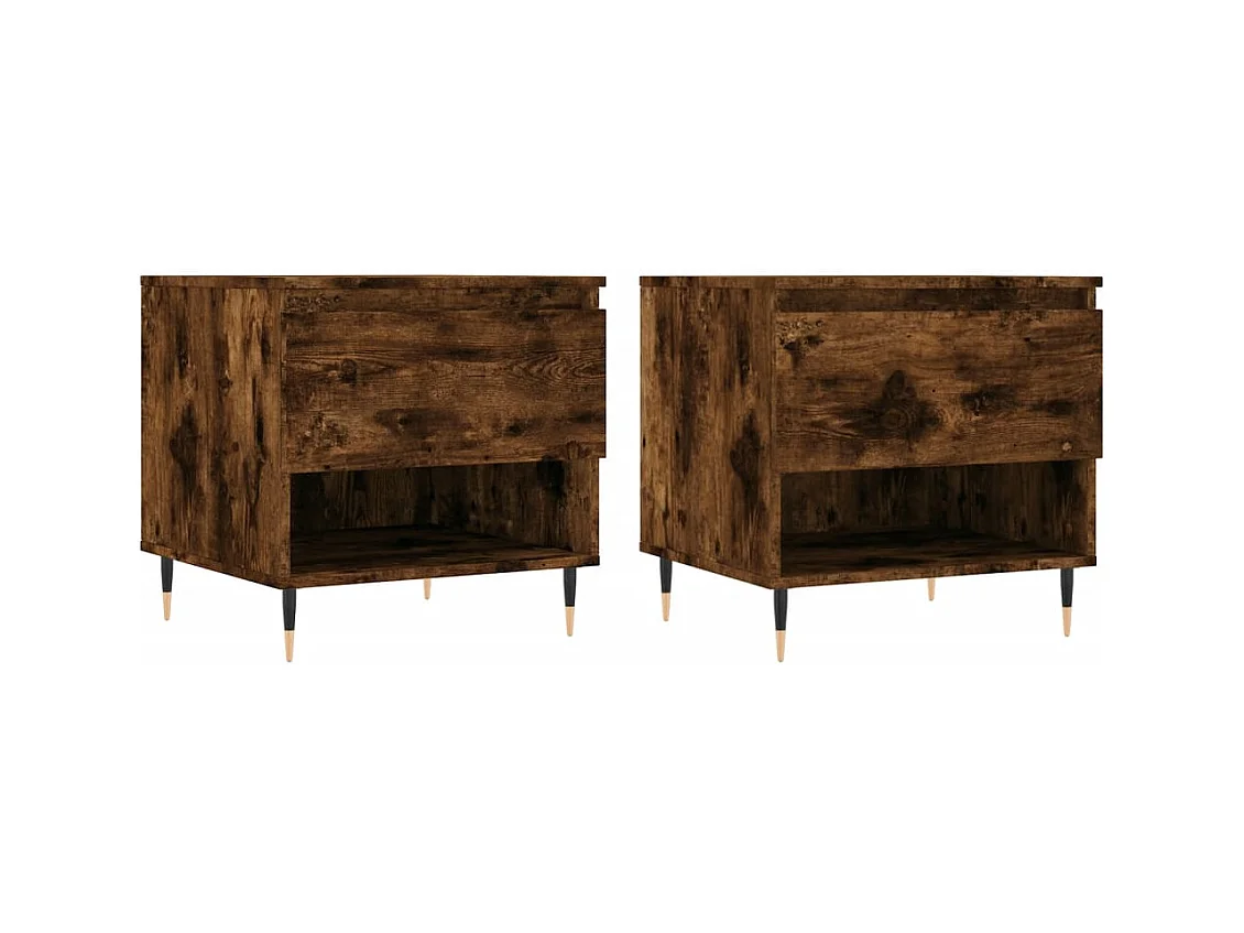 Tables basses 2 pcs chêne fumé 50x46x50 bois d'ingénierie