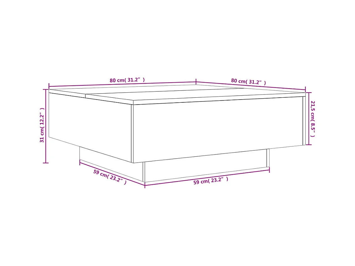 Table basse blanc 80x80x31 bois d'ingénierie