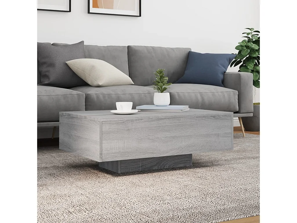 Table basse avec lumières LED sonoma gris 85x55x31