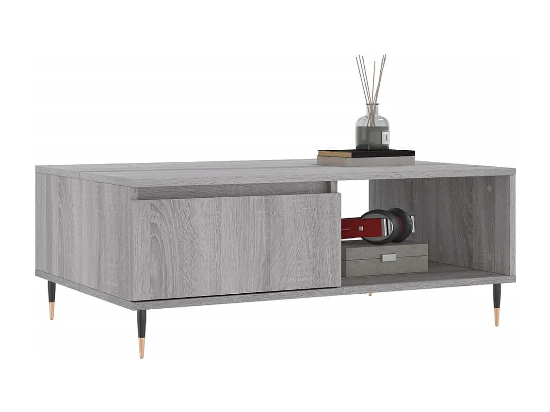 Table basse sonoma gris 90x60x35 bois d'ingénierie