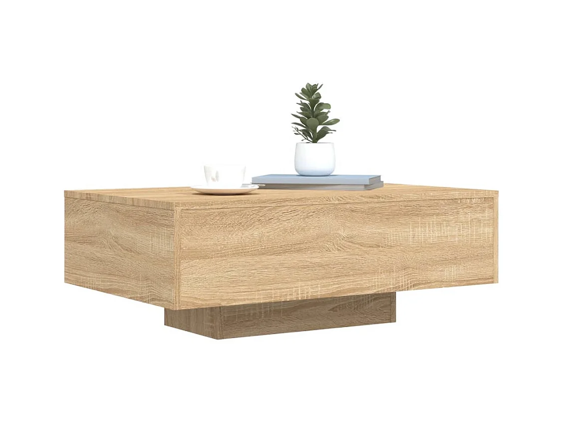 Table basse avec lumières LED chêne sonoma 85x55x31