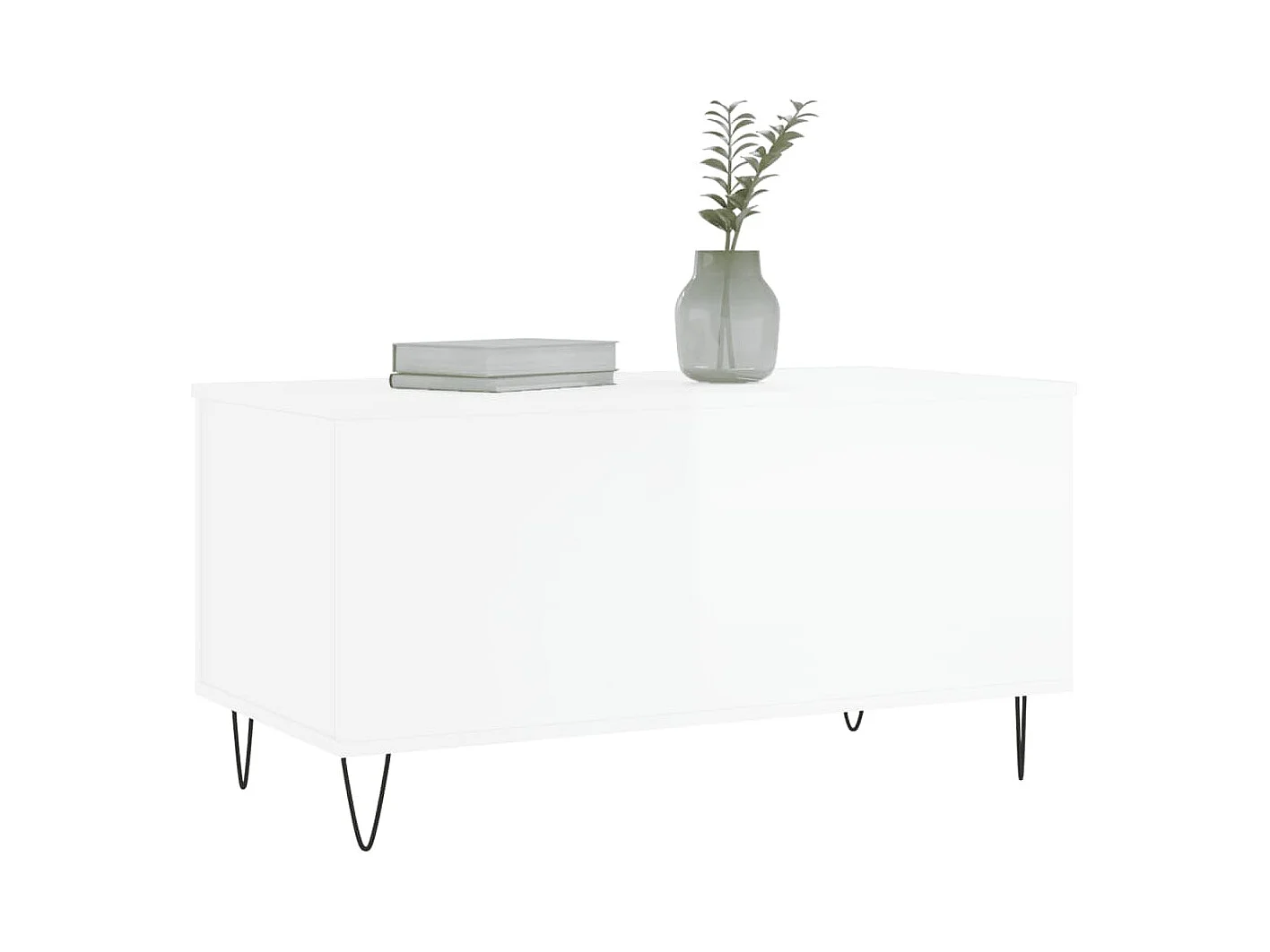 Table basse Blanc brillant 90x44,5x45 Bois d'ingénierie