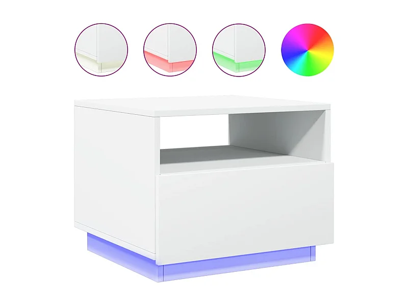 Table basse avec lumières LED blanc 50x49x40