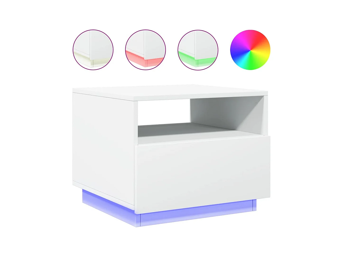 Table basse avec lumières LED blanc 50x49x40
