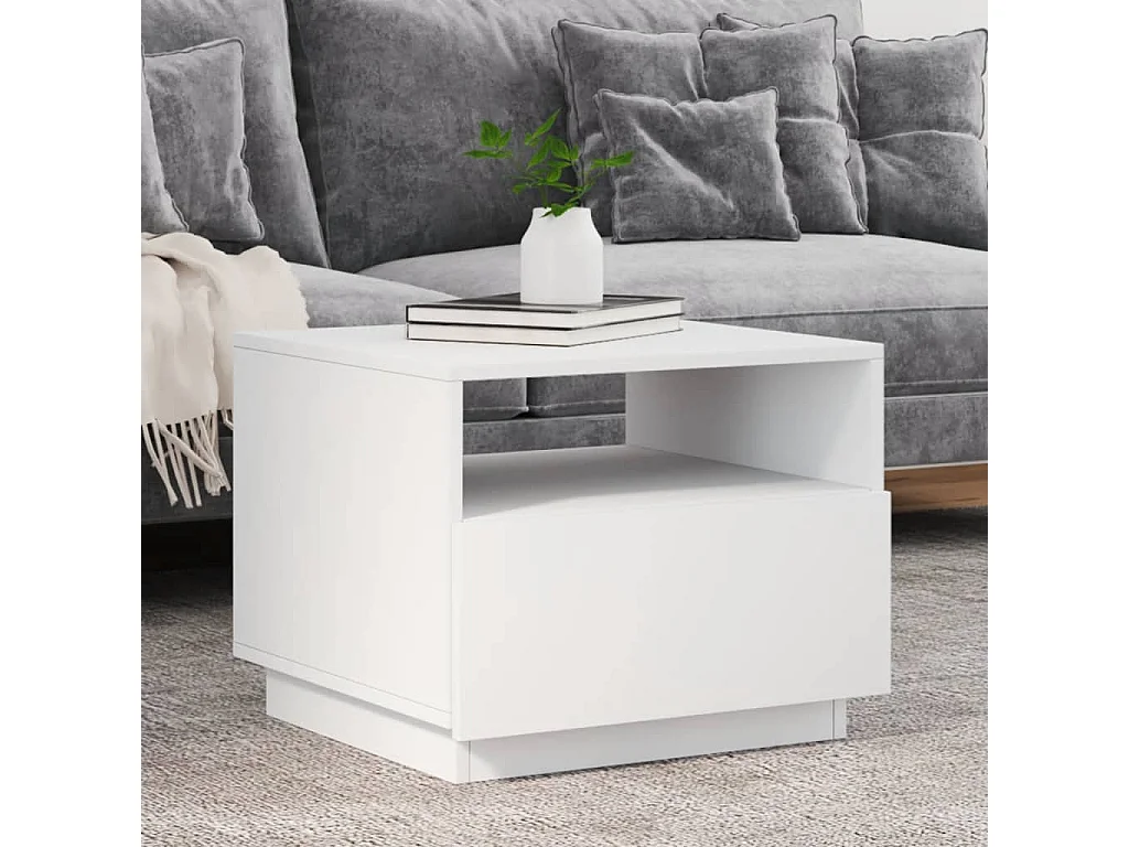 Table basse avec lumières LED blanc 50x49x40