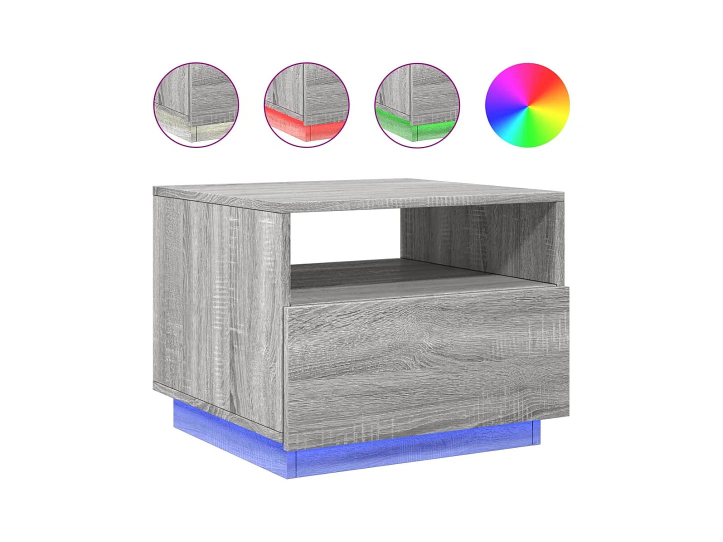 Table basse avec lumières LED sonoma gris 50x49x40