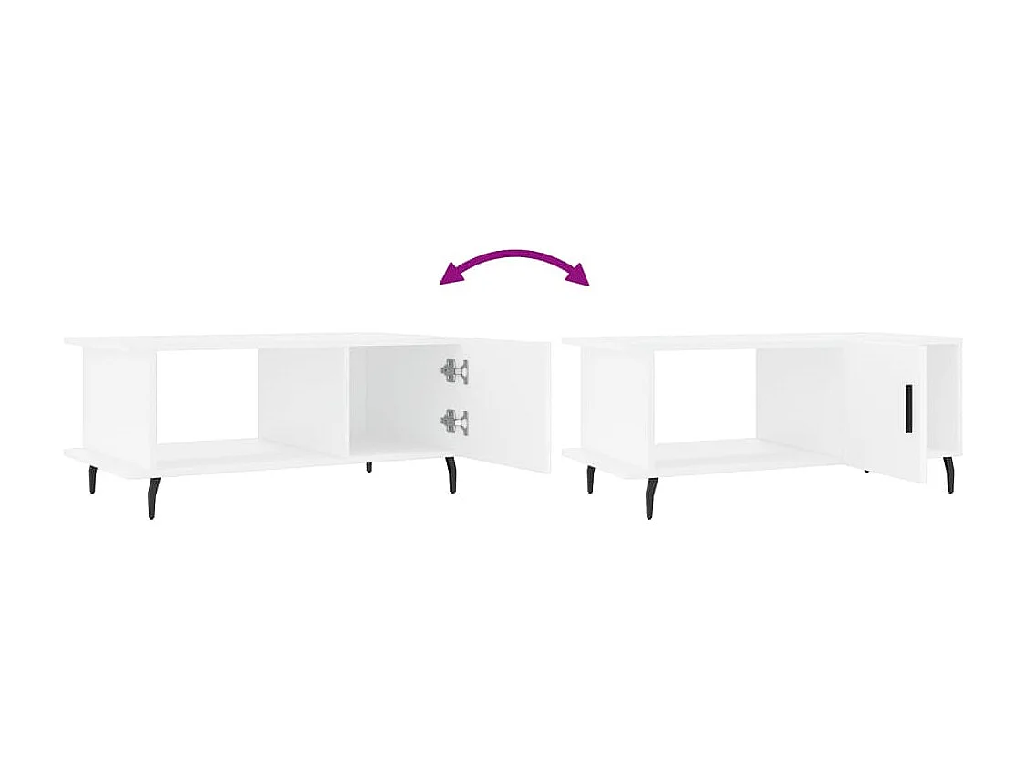 Table basse blanc 90x50x40 bois d'ingénierie