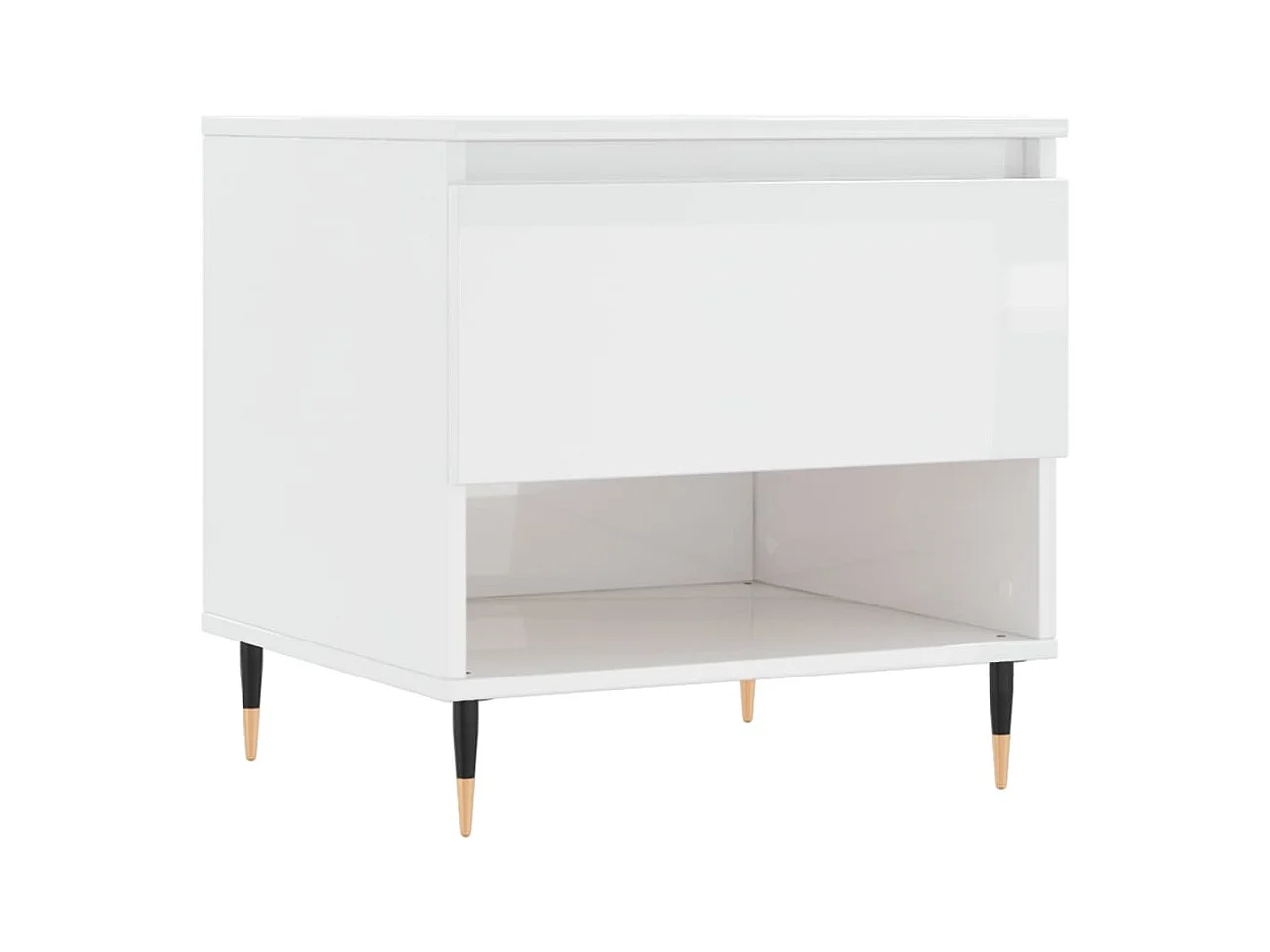 Table basse blanc brillant 50x46x50 bois d’ingénierie