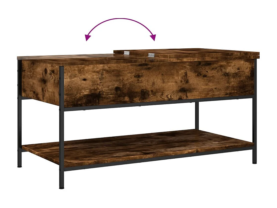 Table basse chêne fumé 100x50x50 bois d'ingénierie et métal