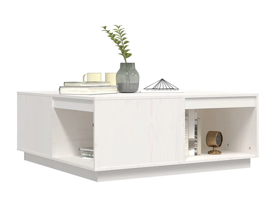 Table basse Blanc 100x101x40,5 Bois massif de pin