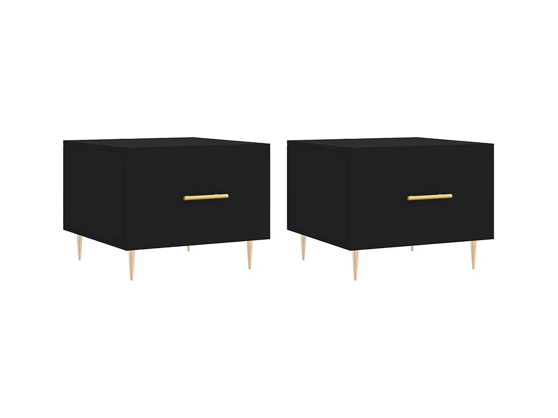 Tables basses 2 pcs noir 50x50x40 bois d'ingénierie