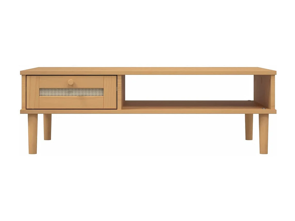 Table basse SENJA aspect rotin marron 100x55x33 bois massif