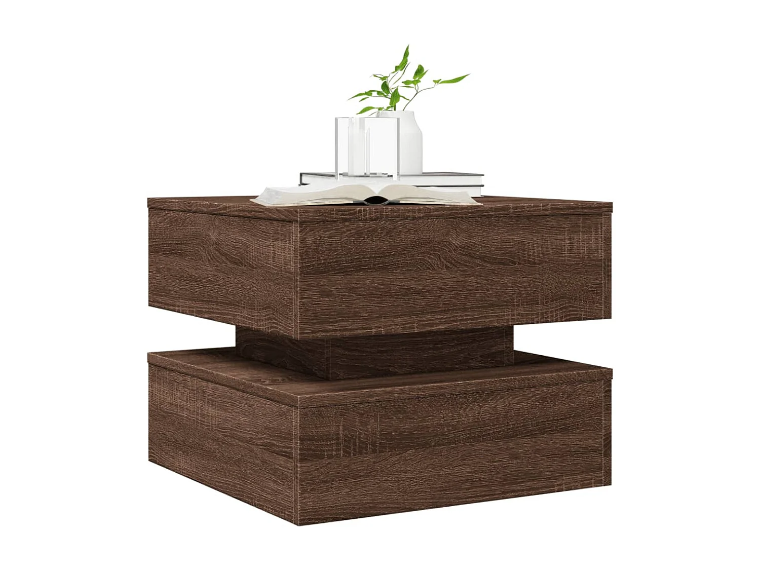 Table basse avec lumières LED chêne marron 50x50x40