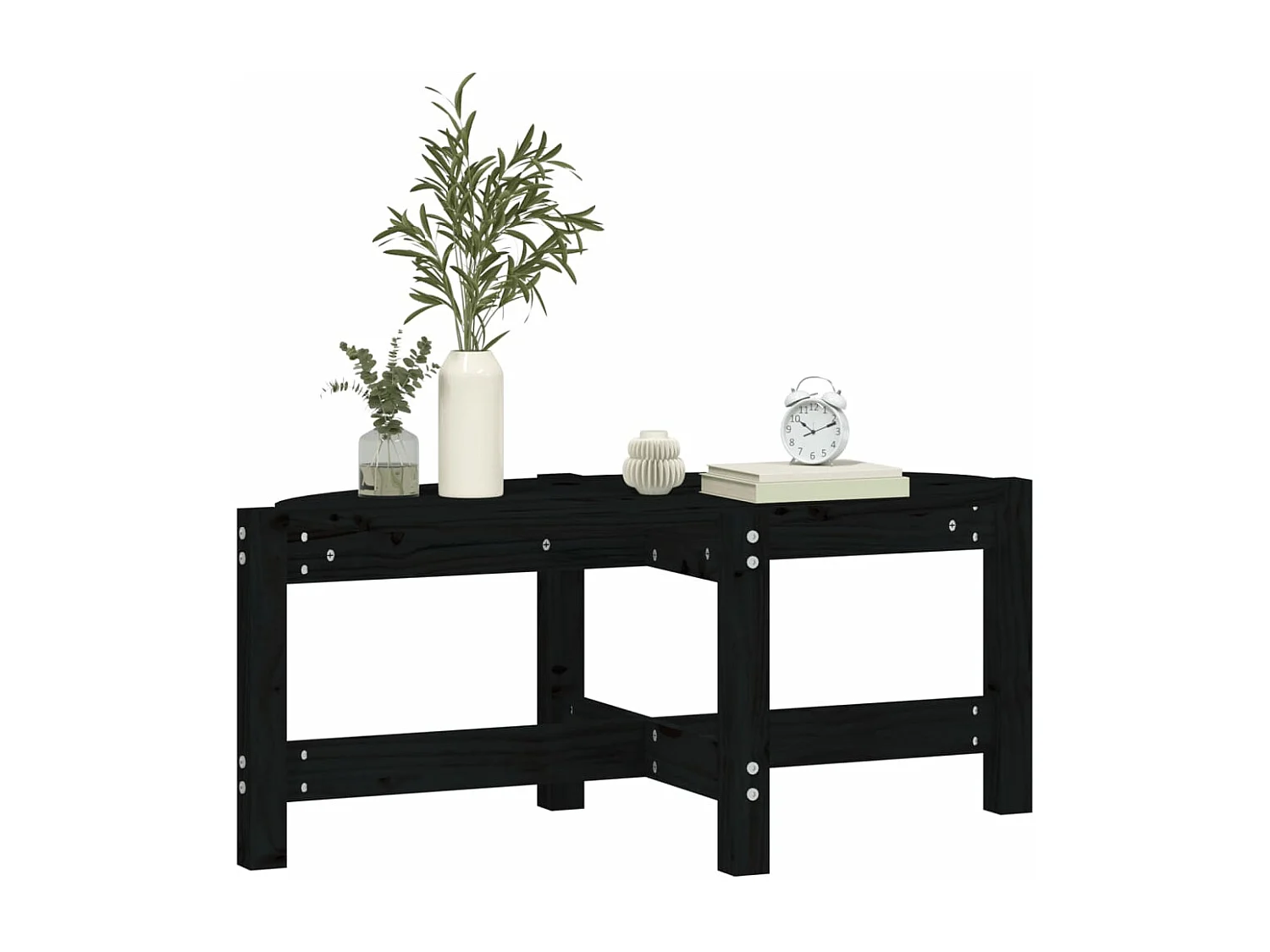 Table basse Noir 87x48x35 Bois massif de pin