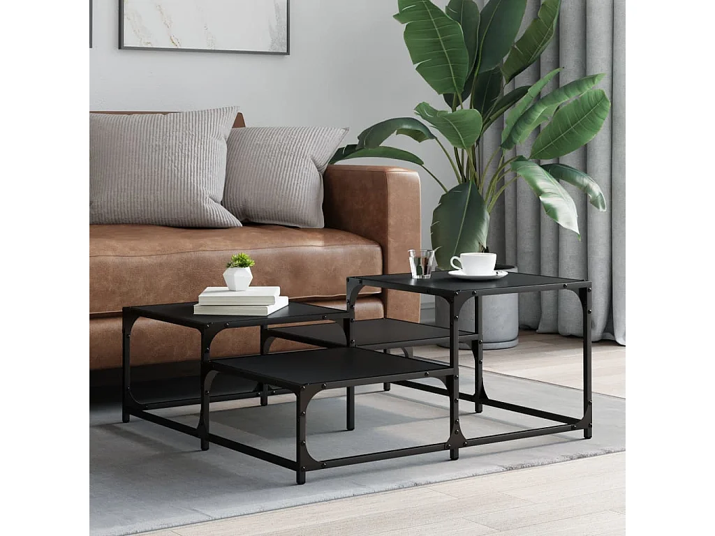 Table basse noir 87,5x87,5x40 bois d'ingénierie