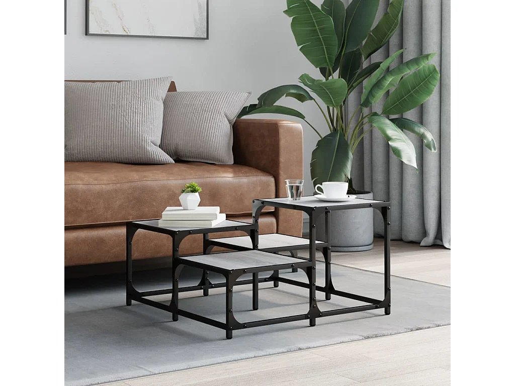 Table basse sonoma gris 68x68x40 bois d'ingénierie