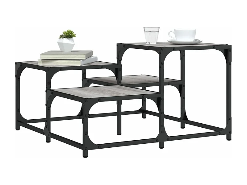 Table basse sonoma gris 68x68x40 bois d'ingénierie