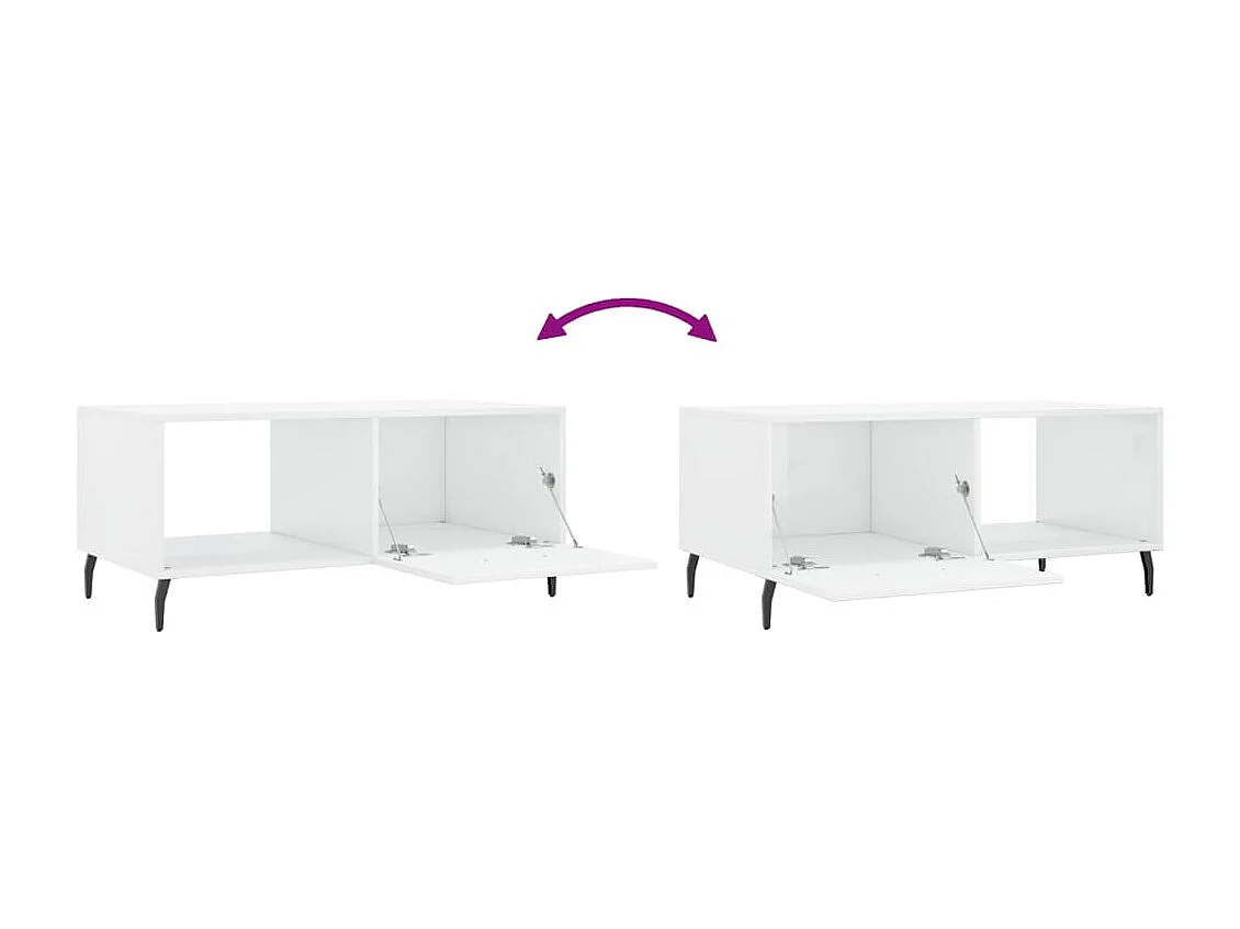 Table basse Blanc brillant 90x50x40 Bois d'ingénierie