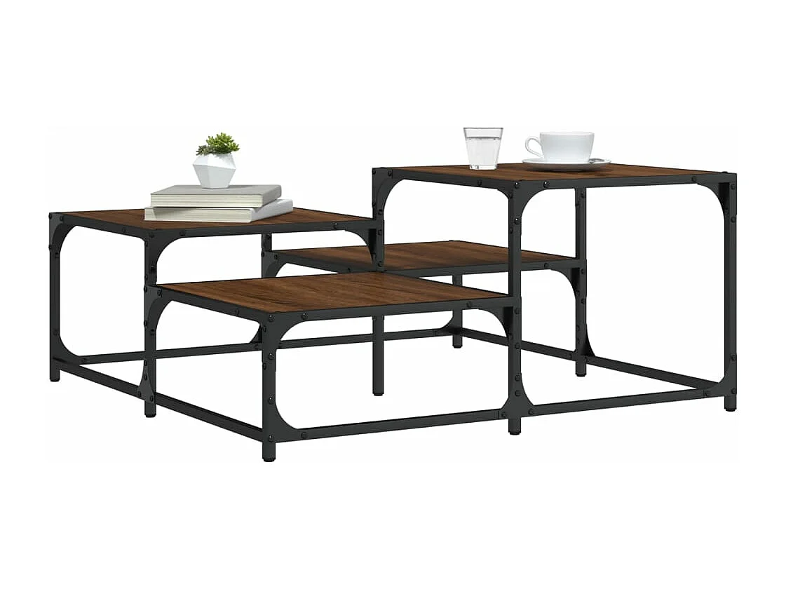 Table basse chêne marron 87,5x87,5x40 bois d'ingénierie