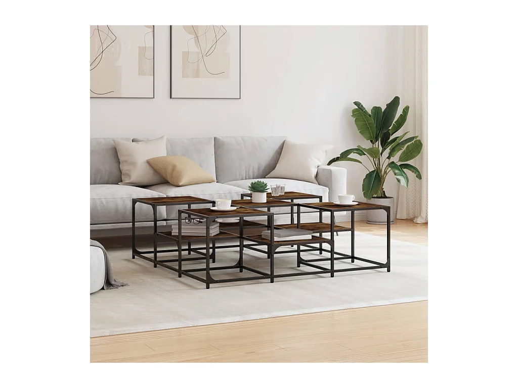 Table basse chêne fumé 121x121x40 bois d'ingénierie